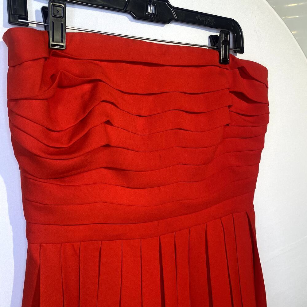 Rachel Roy Scarlet Red Pleated Strapless Formal Cocktail Mini Dress Sz 10 - Picture 2 of 8